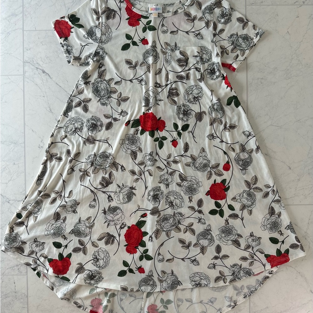 LuLaRoe Women's Maxi Dress - Red and white floral